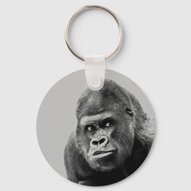 Black White Gorilla Key Ring (Front)