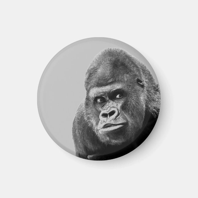 Black White Gorilla Magnet (Front)