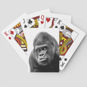Black White Gorilla Playing Cards