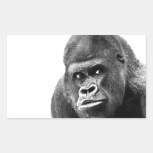 Black White Gorilla Rectangular Sticker