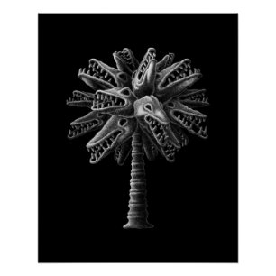 Black White Gothic Art Skulls Horror Tree Poster