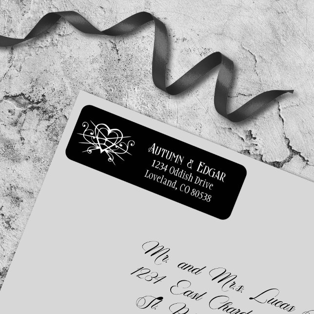 Black White Gothic Wedding Return Address Label (Creator Uploaded)