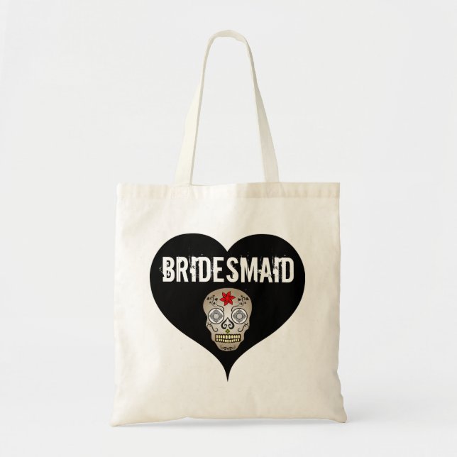 Black & White Gothic Wedding with Skull Bridesmaid Tote Bag (Front)