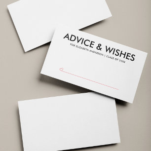 Black White Graduate Student Graduation Party Advice Card