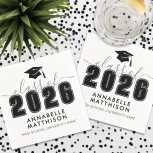 Black White Graduation Napkin