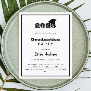 Black white graduation party 2026 invitation