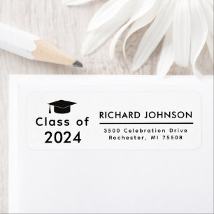 Black White Graduation Return Address Label