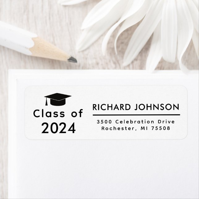 Black White Graduation Return Address  Label (Insitu)