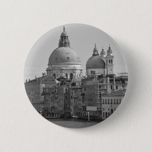 Black White Grand Canal Venice Italy Travel 6 Cm Round Badge