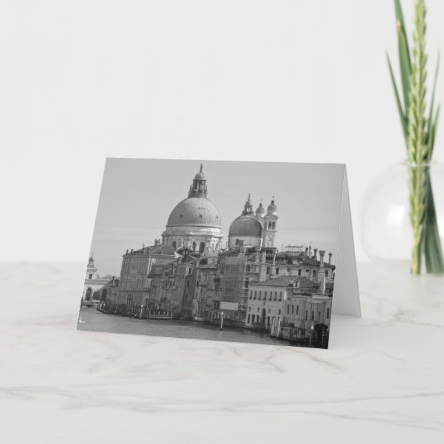 Black White Grand Canal Venice Italy Travel Card (Front)