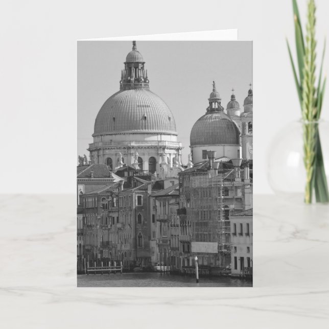 Black White Grand Canal Venice Italy Travel Card (Front)