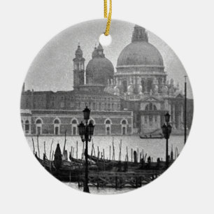 Black White Grand Canal Venice Italy Travel Ceramic Ornament