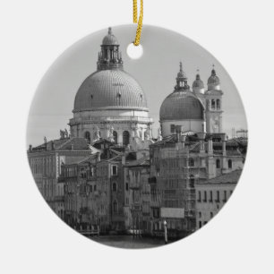Black White Grand Canal Venice Italy Travel Ceramic Ornament