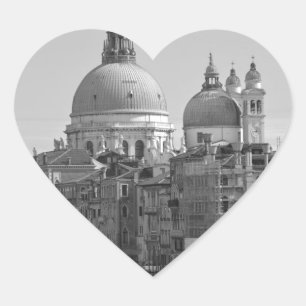 Black White Grand Canal Venice Italy Travel Heart Sticker