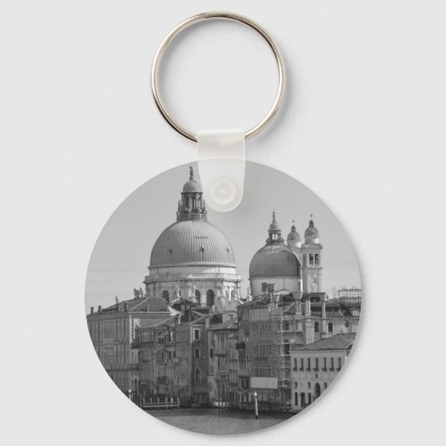 Black White Grand Canal Venice Italy Travel Key Ring (Front)