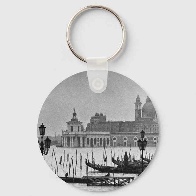 Black White Grand Canal Venice Italy Travel Key Ring (Front)