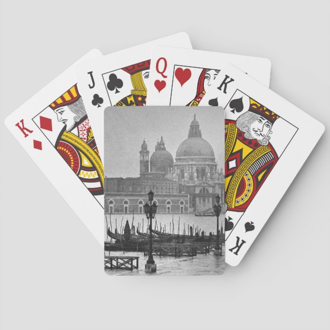 Black White Grand Canal Venice Italy Travel Playing Cards (Back)