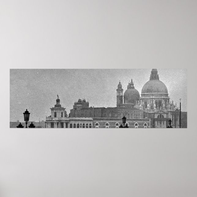 Black White Grand Canal Venice Italy Travel Poster (Front)