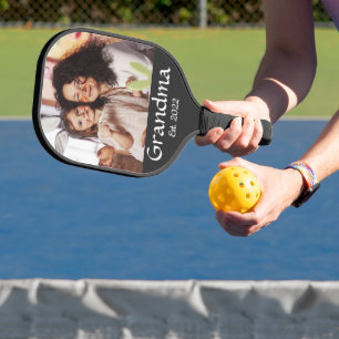 Black White Grandma Established Bold Photo Pickleball Paddle