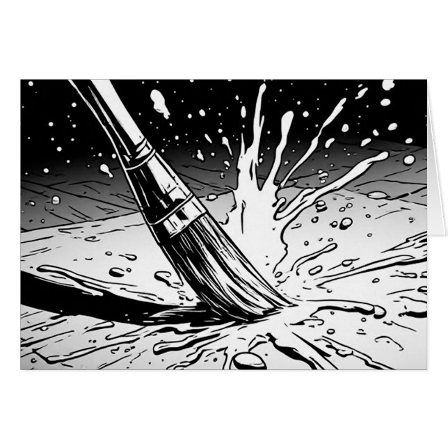 Black White Graphics Style Brush Paint Splotch (Front Horizontal)