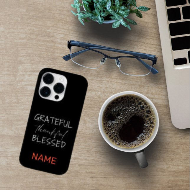BLACK & WHITE GRATEFUL THANKFUL BLESSED QUOTE Case-Mate iPhone CASE (BLACK & WHITE GRATEFUL THANKFUL BLESSED QUOTE Case-Mate iPhone CASE.)