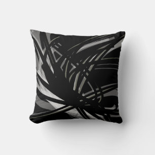 Black White & Gray Abstract Ribbons Cushion