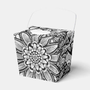Black White Gray Hand Drawn Mandala Design Favour Box