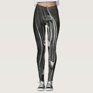 black white gray metallic industrial leggings