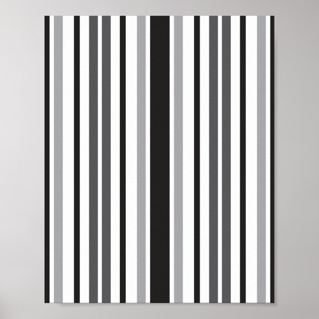 Black White Gray Stripe Pattern Poster (Front)