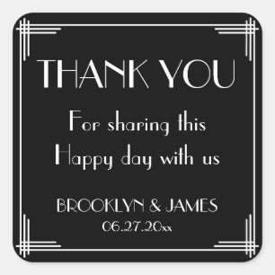 Black White Great Gatsby Art Deco Wedding Stickers