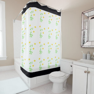 Black White Green And Yellow Shower Curtain