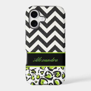 Black, White, Green, Chevron, Animal Pattern