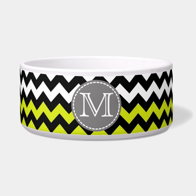 Black White Green Chevron Zigzag Monogram (Front)