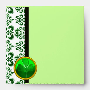 BLACK WHITE , GREEN DAMASK AND SHAMROCK ENVELOPE