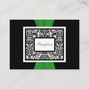 Black White Green Damask Enclosure Card