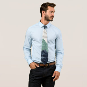 Black White Green Marble Texture Tie