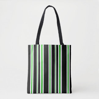 Black, White & Green Striped Tote | Halloween Bag