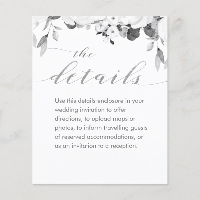 Black & White Greenery Peony Wedding Details (Front)