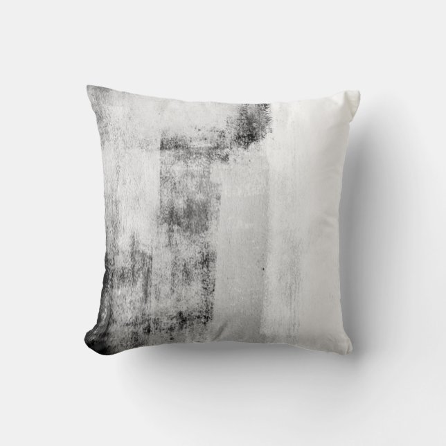 Black White Grey Abstract Decor Pillow (Front)