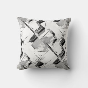 Black White & Grey Abstract Decor Pillow