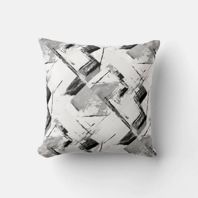 Black White & Grey Abstract Decor Pillow (Front)