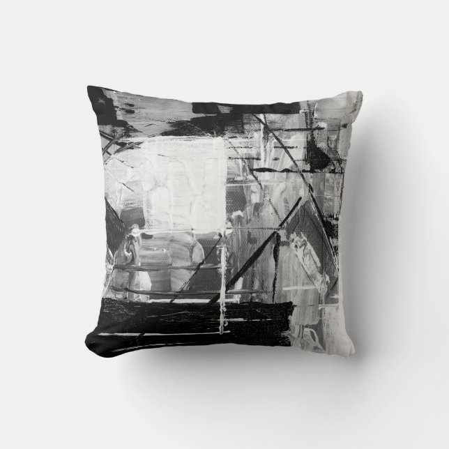 Black/White/Grey Abstract Decor Pillow (Front)