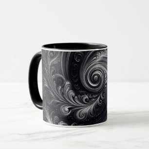 Black White Grey Abstract Modern Simple Swirl Mug