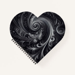 Black White Grey Abstract Modern Simple Swirl Notebook