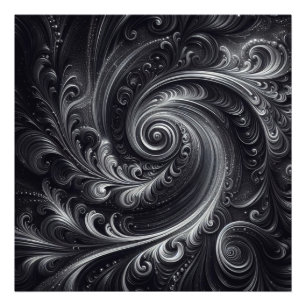 Black White Grey Abstract Modern Simple Swirl Photo Print