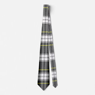 Black, White, Grey, and Yellow Tartan Plaid  Tie