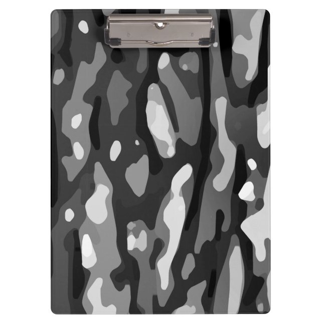 Black White Grey Camo Abstract Pattern Clipboard (Front)