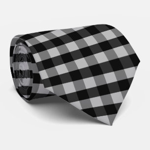 Black White Grey Chequerboard Tie