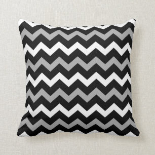 Black White & Grey Chevron Print Pattern Cushion