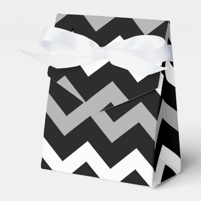 Black White & Grey Chevron Print Pattern Favour Box (Front Side)